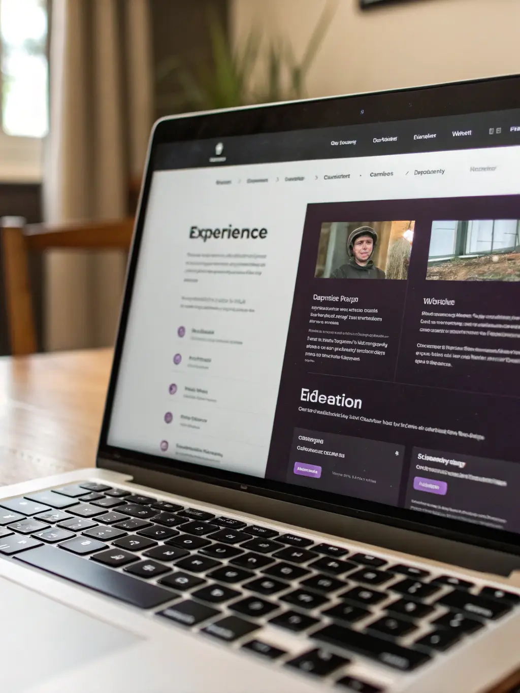 A clean and modern website design template tailored for job seekers, showcasing a resume, portfolio, and contact information in an organized manner.